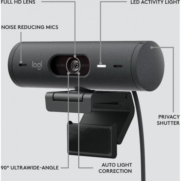 Веб-камера Logitech Brio 500, чёрный во Владимире