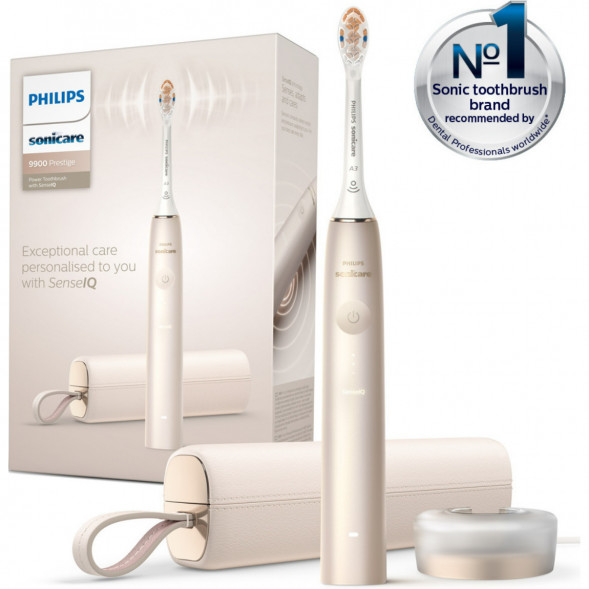 Звуковая зубная щетка Philips Sonicare 9900 Prestige HX9992, золотистое шампанское во Владимире