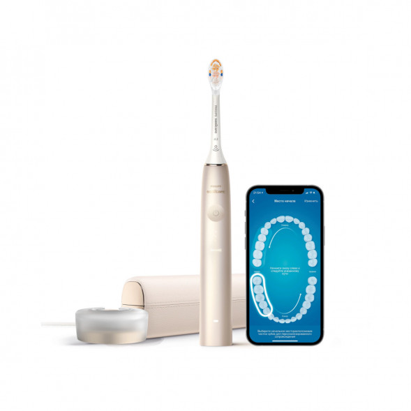 Звуковая зубная щетка Philips Sonicare 9900 Prestige HX9992, золотистое шампанское во Владимире