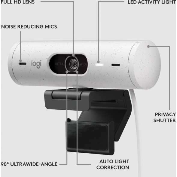 Веб-камера Logitech Brio 500, белый во Владимире