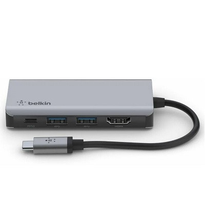 Адаптер Belkin USB-C 4-in-1 Multiport Adapter - HDMI, 2xUSB-A, USB-C, 100Вт, серый во Владимире