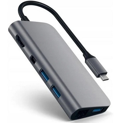 USB-концентратор Satechi Aluminum Type-C Multimedia Adapter (ST-TCMM8PA), разъемов: 4, space gray во Владимире