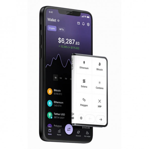 Аппаратный холодный криптокошелек Ledger Stax c чехлом Magnet Shell Black + Recovery Key во Владимире