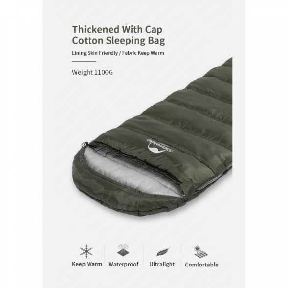 Спальный мешок Naturehike U350S (Правый), коричневый во Владимире