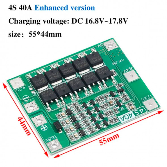 Плата защиты аккумулятора BMS 4S 40A 16.8 для Li-ion во Владимире