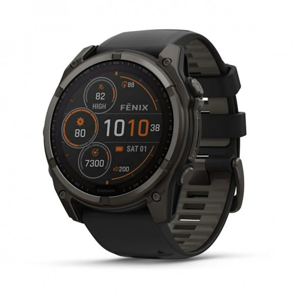 Умные часы Garmin Fenix 8, 51 мм, Solar, Sapphire Carbon Gray DLC Titanium with Black/Pebble Gray Silicone 010-02907-10 во Владимире
