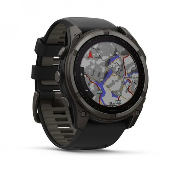 Умные часы Garmin Fenix 8, 51 мм, Solar, Sapphire Carbon Gray DLC Titanium with Black/Pebble Gray Silicone 010-02907-10 во Владимире
