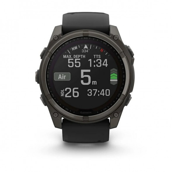 Умные часы Garmin Fenix 8, 51 мм, Solar, Sapphire Carbon Gray DLC Titanium with Black/Pebble Gray Silicone 010-02907-10 во Владимире