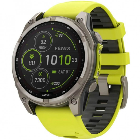 Умные часы Garmin Fenix 8, 51 мм, Solar, Sapphire Titanium with AMP Yellow/Graphite Silicone Band 010-02907-20 во Владимире