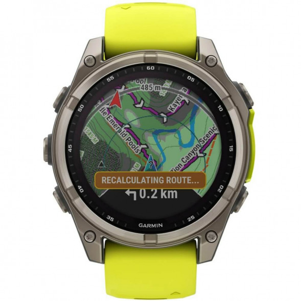 Умные часы Garmin Fenix 8, 51 мм, Solar, Sapphire Titanium with AMP Yellow/Graphite Silicone Band 010-02907-20 во Владимире
