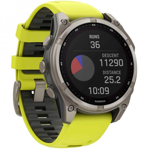 Умные часы Garmin Fenix 8, 51 мм, Solar, Sapphire Titanium with AMP Yellow/Graphite Silicone Band 010-02907-20 во Владимире