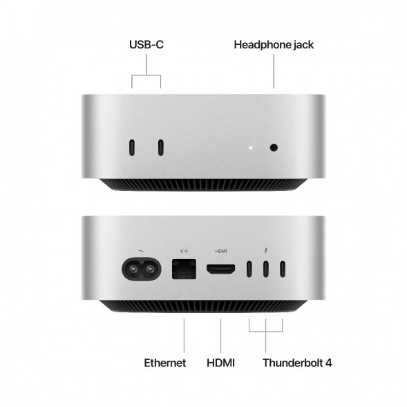Компьютер Apple Mac mini M4 2024 (MU9D3) (10 Core GPU, 16ГБ, 256ГБ SSD, Apple, macOS), серебристый во Владимире
