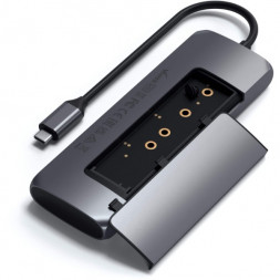 Док-станция Satechi USB-C Hybrid Multiport Adapter (with SSD Enclosure M.2 SATA, 2xUSB 3.1, USB Type-C, HDMI), Серый ST-UCHSEM