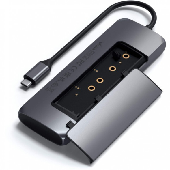 Док-станция Satechi USB-C Hybrid Multiport Adapter (with SSD Enclosure M.2 SATA, 2xUSB 3.1, USB Type-C, HDMI), Серый ST-UCHSEM во Владимире