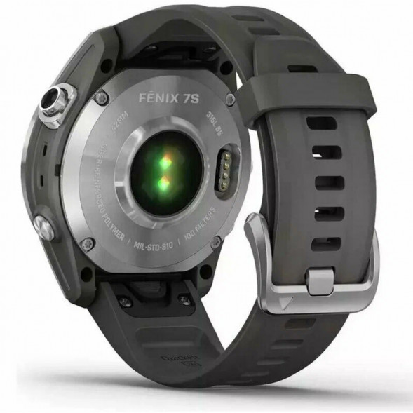 Умные часы Garmin Fenix 7s серебристый с графитовым силиконовым ремешком 010-02539-01 во Владимире